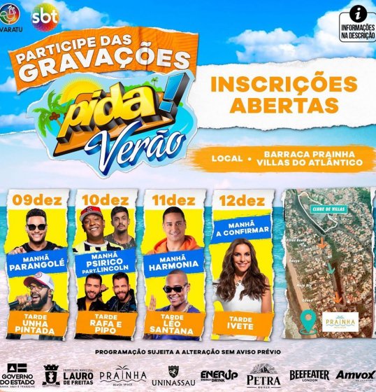 Participe das gravações do Pida de verão!