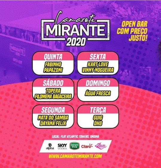 Camarote Mirante de Ondina define grade completa de atrações para o Carnaval 2020!