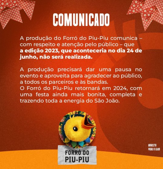 Forró do Piu Piu cancela edição 2023 Forró do Piu Piu cancela edição 2023