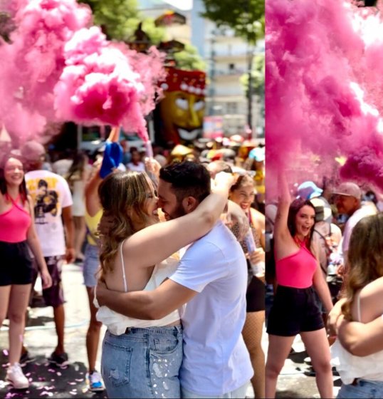Casal faz chá revelação em pleno Carnaval Casal faz chá revelação em pleno Carnaval