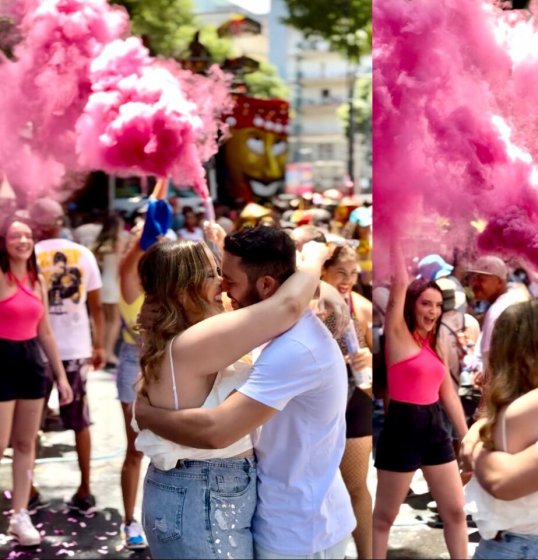 Casal faz chá revelação em pleno Carnaval