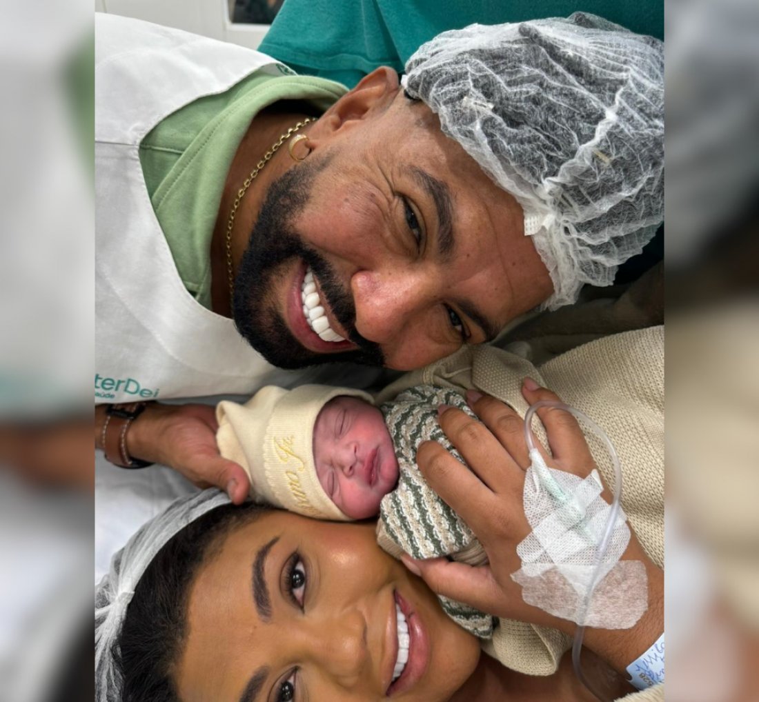 [Silvanno Salles e Jéssica Dantas celebram nascimento do primeiro filho em Salvador]