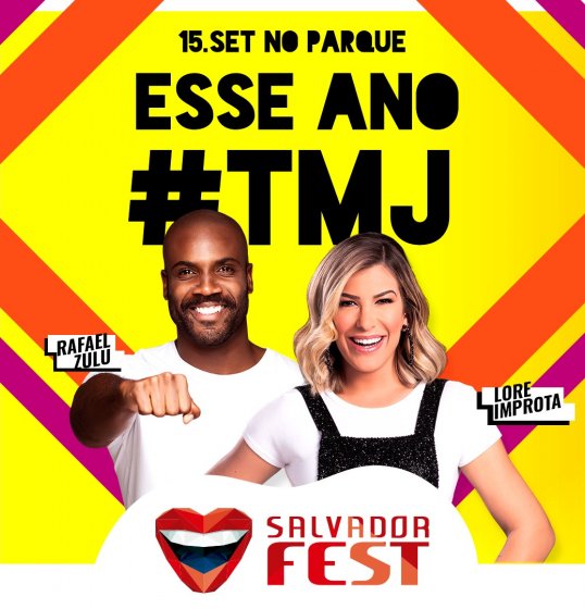 Rafael Zulu & Lore Improta serão os anfitriões do Salvador Fest 2019. Rafael Zulu & Lore Improta serão os anfitriões do Salvador Fest 2019.