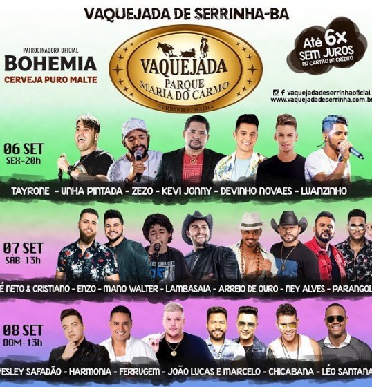 Harmonia do Samba, Safadão e Ferrugem se apresentam em Serrinha neste final de semana